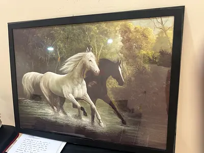 Framed Painting Print of Running Horses