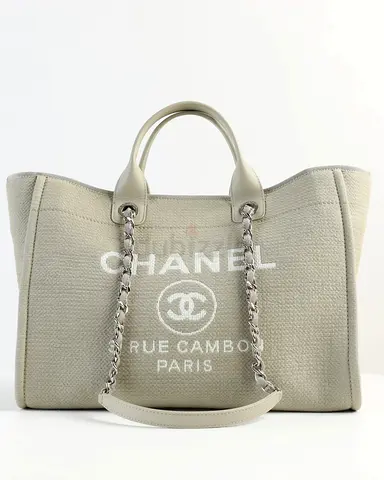 Authentic Chanel Deauville Large Gray Tote Bag