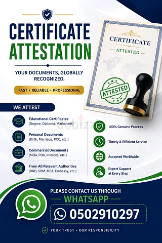 Certificate Attestation Services — Fast  Reliable (WhatsApp 0502910297)