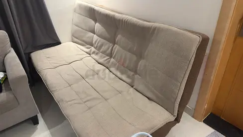 Beige Fabric Sofa Bed / Futon - Good Condition