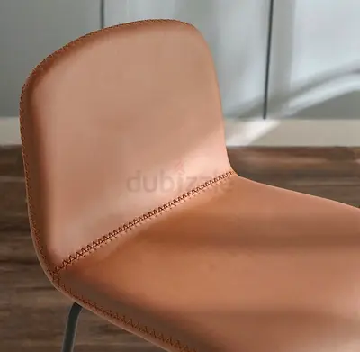 1 Modern Tan Leather Dining Chairs — Good Condition
