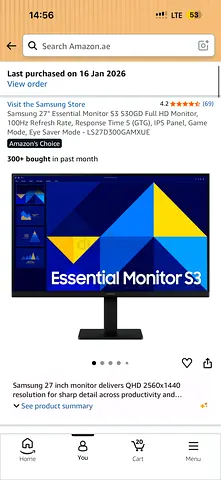 Samsung 27 S3 2K (2560x1440) Essential Monitor - Good Condition