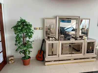 Avangarde-style Luxury Mirrored Buffet/Credenza with Matching Triple Vanity Mirrors