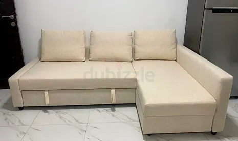 ikea Beige L-shaped Sofa with Storage — Good Condition