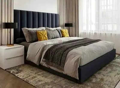 Brend New fabric wooden King size 180x200 Bed with Madical Matress Available