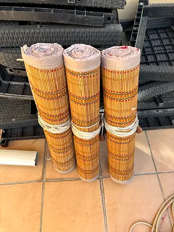 Set of 3 Bamboo Roll-Up Window Blinds / Shades