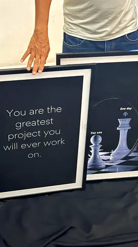Set of 2 Framed Motivational Wall Art Prints - Black  White