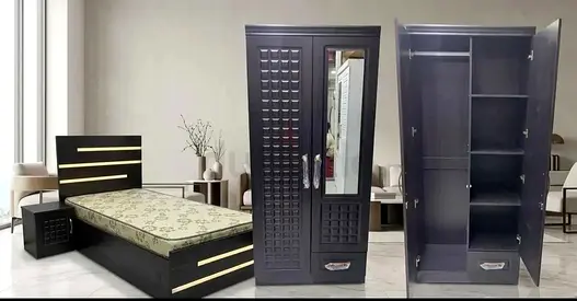 Brand new Single size bed frame with two door Cabinet Available
