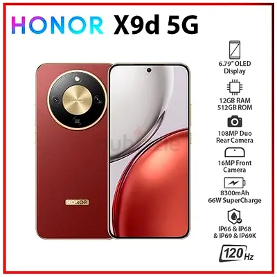 HONOR X9d 5G - 12GB / 256GB, 6.79 OLED, 108MP - Burgundy (Unboxed)