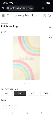 Pottery Barn Kids Rainbows Area Rug (5x8) - Light Pastel Rainbow Design