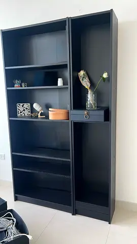 IKEA black tall bookshelves - set of 2, good condition