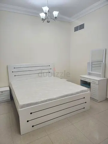 White Double Bed with Matching Nightstand and Dressing Table - new
