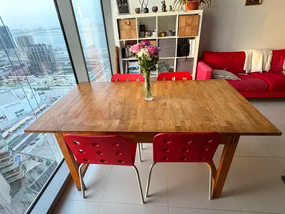 IKEA Solid Wood Extendable Dining Table + 4 Chairs
