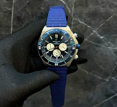 Breitling Chronograph Diver Watch with Blue Rubber Strap