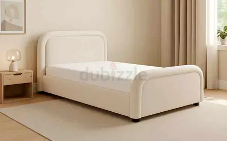Modern Upholstered Cream Single Bed Frame