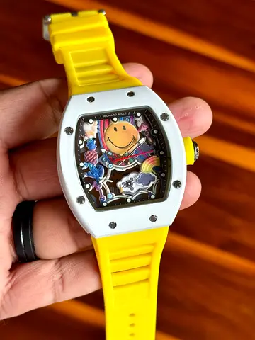 Yellow Richard Mille-style Smile Face Skeleton Watch (Preowned)