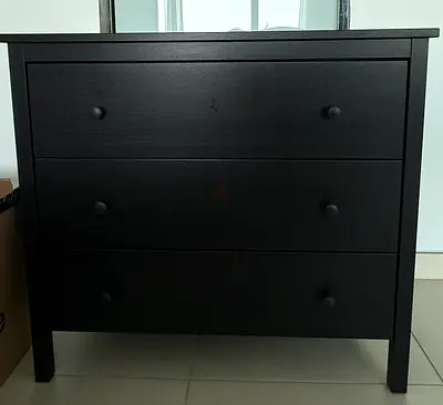 Modern Black 3-Drawer Dresser