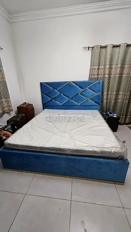 Blue Velvet Queen Bed Frame with Headboard and Storage Base