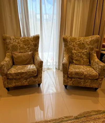 Pair of Floral Patterned Wingback Armchair each one
