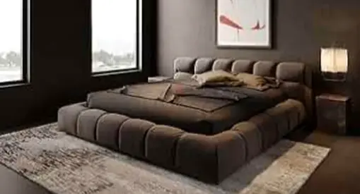 Dark gray king size bubble bed in boucle fabric