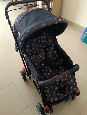Babyhug lightweight standard stroller in navy - gently used