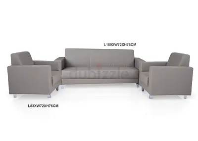 Gray 3-Seater Sofa with Two Matching Armchairs - Modern Set