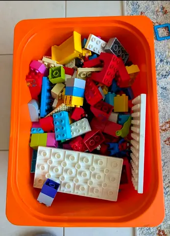 Lego duplo, Box of Mixed Building Blocks (Duplo-style) — Used, Lots of Pieces