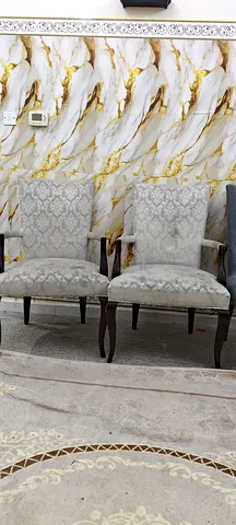 Pair of Upholstered Accent Chairs with Wooden Legs - Good Condition