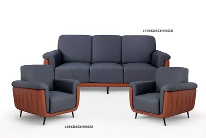 3-Seater Sofa with Two Matching Armchairs - Grey  Brown Contemporary Set