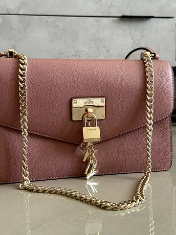 DKNY Pink Shoulder Bag with Gold Chain