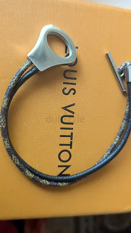 Genuine Louis Vuitton Monogram Leather Double Wrap Bracelet with Silver Clasp