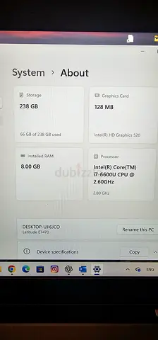Dell Latitude E7470 i7, 8GB RAM, 238GB SSD — Good Working Condition