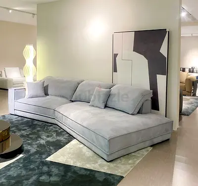 Light grey L-shaped sectional sofa with chaise - modern, soft fabric