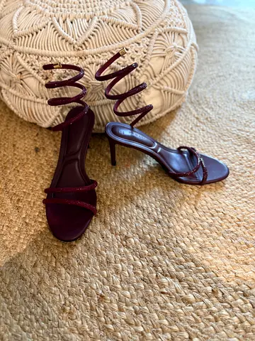 Maroon Spiral Strap Heeled Sandals - Womens Size uk7/40