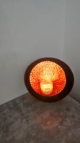 Round Decorative Table Lamp / Candle Holder with Warm Inner Texture