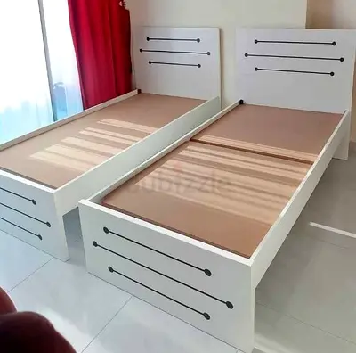 Pair of White Single Beds with Headboards — Good Condition