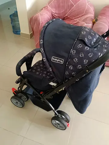 Babyhug lightweight standard stroller in navy - gently used