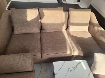 3-2 seater beige fabric sofa in good condition