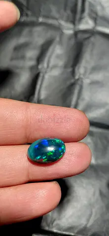 Gorgeous Small Black Opal Cabochon - Bright Blue  Green Play of Color