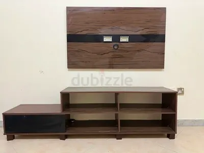 Wooden TV Unit with Wall Mount Panel - Good Condition