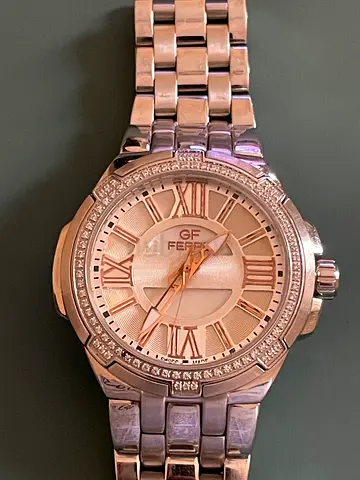 GF Stainless Steel Womens Analog Watch with Crystal Bezel