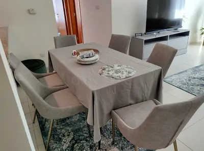 6-Seater Dining Table with Upholstered Chairs (Set of 6)