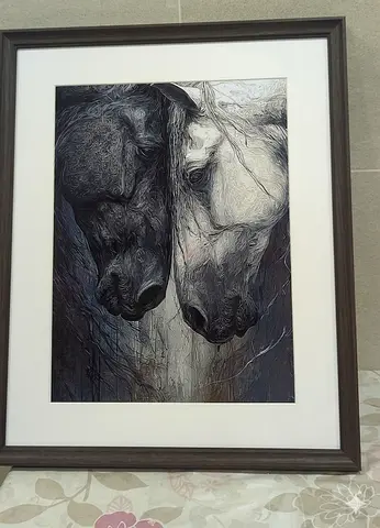 Framed Black  White Horse Head Art Print