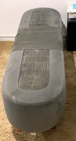Grey Velvet Upholstered Bench / Ottoman - Long Bench