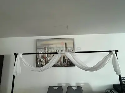 Black Curtain Rod with Decorative Sheer Drapes - Ready to Install