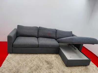 Dark grey Ikea vimle lshape sofabed with storage