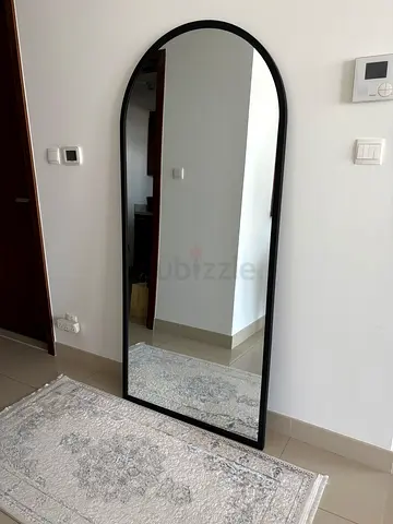 Modern Large Black Framed Full-Length Arched Wall Mirror