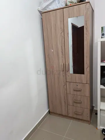 IKEA-style 2-door wardrobe with mirror and drawers - Oak finish