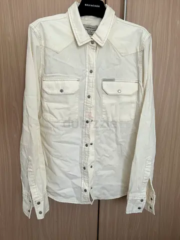 Calvin Klein women off-White long-sleeve denim shirt size M