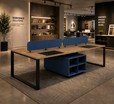 4-Person Workstation Desk – Modern Collaborative Office Furniture Custom Made